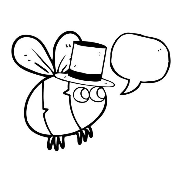 Говорящий мыльный пузырь карикатура на пчелу в верхней шляпе — стоковый вектор
