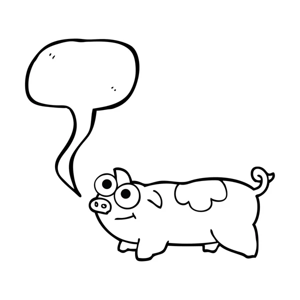 Discorso bolla cartone animato maiale — Vettoriale Stock