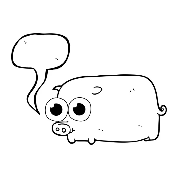 Discorso bolla cartoni animati maialino con grandi begli occhi — Vettoriale Stock