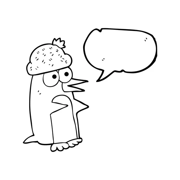 Toespraak bubble cartoon pinguïn — Stockvector