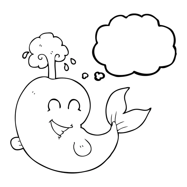 Gedankenblase Cartoon-Wal, der Wasser verschüttet — Stockvektor