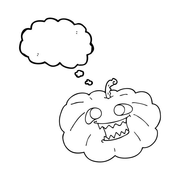 Pensée bulle dessin animé Halloween citrouille — Image vectorielle