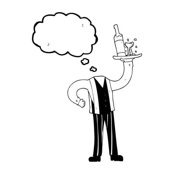 Pensamiento burbuja caricatura camarero sin cabeza (añadir fotos propias ) — Vector de stock