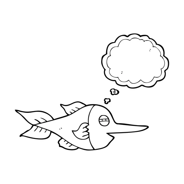 Pensamiento burbuja dibujos animados pez espada — Vector de stock
