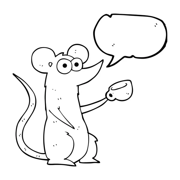 Ποντίκι καρτούν φούσκα ομιλία με φλιτζάνι καφέ — Διανυσματικό Αρχείο