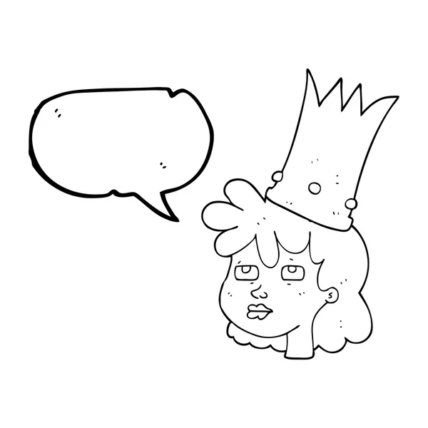 Ratu kartun gelembung bicara - Stok Vektor