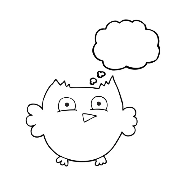 Pensamento bolha desenho animado pequena coruja — Vetor de Stock