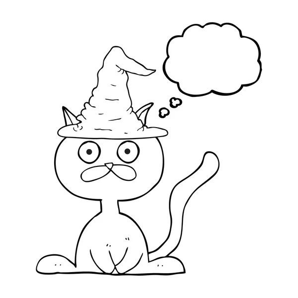 Pensée bulle dessin animé halloween chat — Image vectorielle