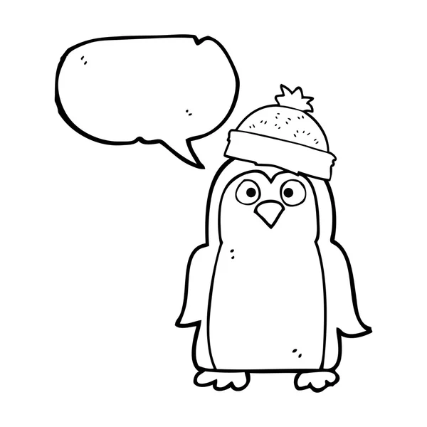 Toespraak bubble cartoon pinguïn — Stockvector