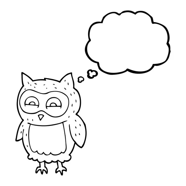 Trodde bubble cartoon owl — Stock vektor