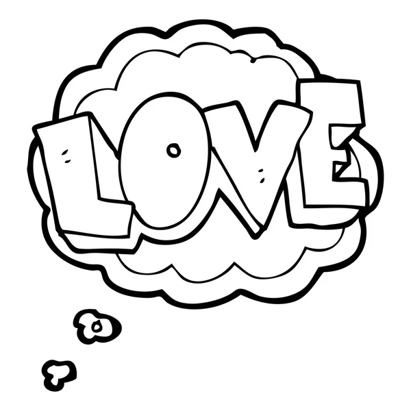 Burbuja de pensamiento símbolo de amor de dibujos animados — Vector de stock