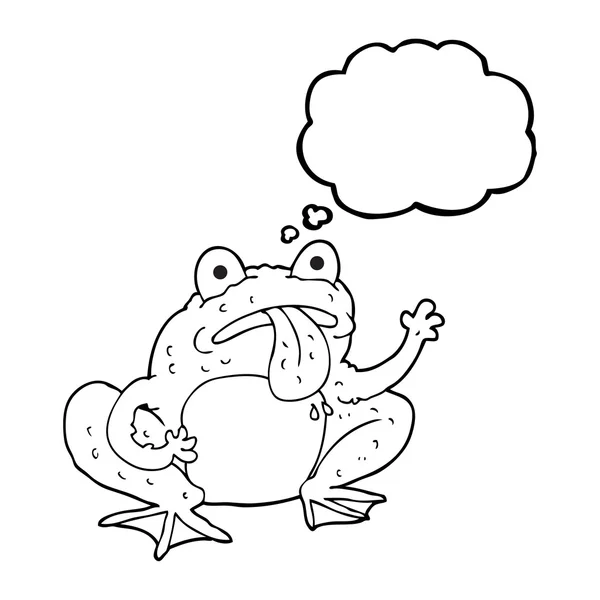 Pensamiento burbuja dibujos animados rana — Vector de stock