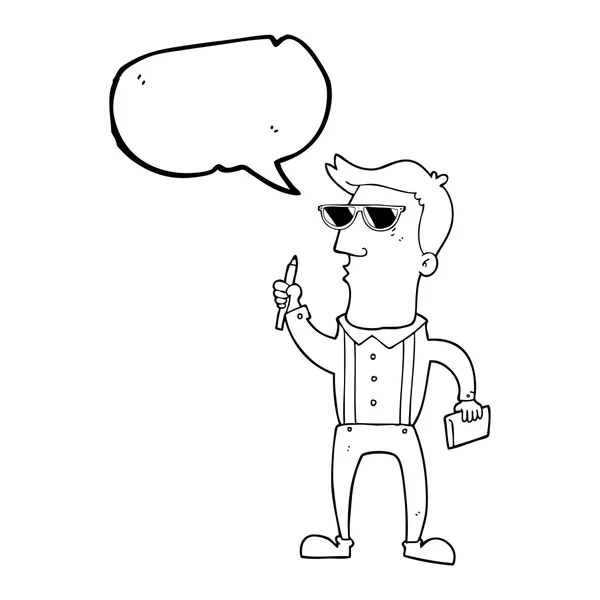 Sprechblase Cartoon Mann mit Notizbuch — Stockvektor