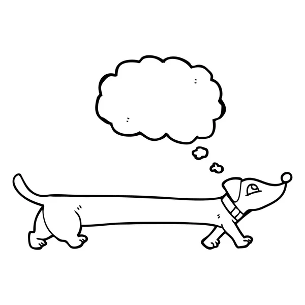 Düşünce kabarcık karikatür dachshund — Stok Vektör