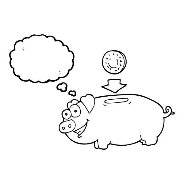 Gedankenblase Cartoon Sparschwein — Stockvektor