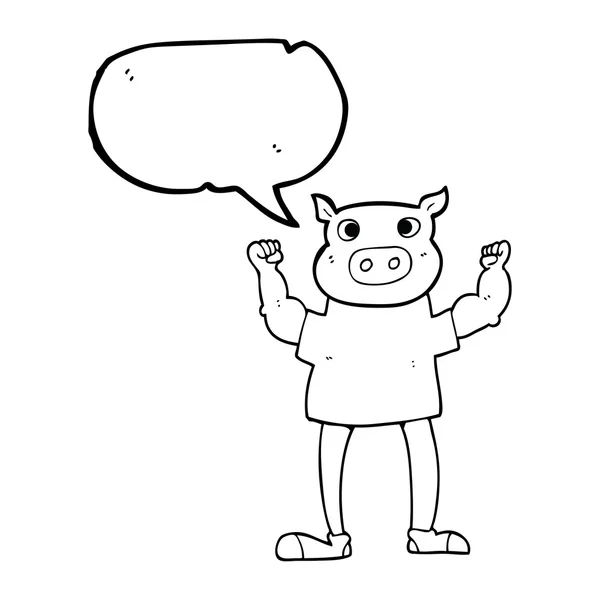 Speech bubble cartoon pig man — Stock Vector