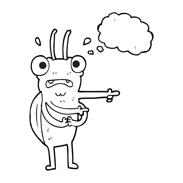 Gedachte zeepbel cartoon bug — Stockvector