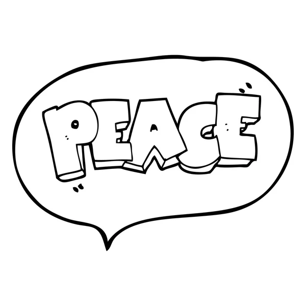 Toespraak bubble cartoon woord vrede — Stockvector