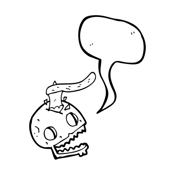 Discorso bolla ascia cartone animato nel cranio — Vettoriale Stock