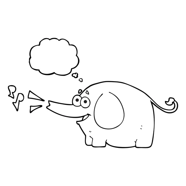 Pensamiento burbuja dibujos animados trompeta elefante — Vector de stock
