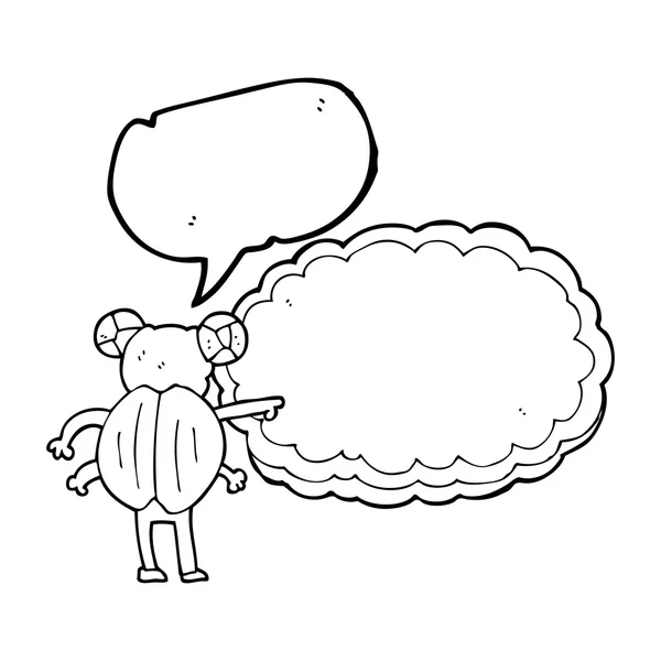 Konuşma kabarcık karikatür işaret eden böcek — Stok Vektör