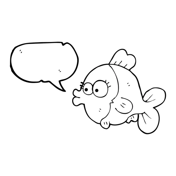 Roliga tal bubbla tecknade fisk med stora vackra ögon — Stock vektor