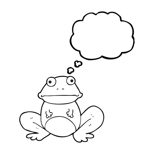 Düşünce kabarcık karikatür kurbağa — Stok Vektör