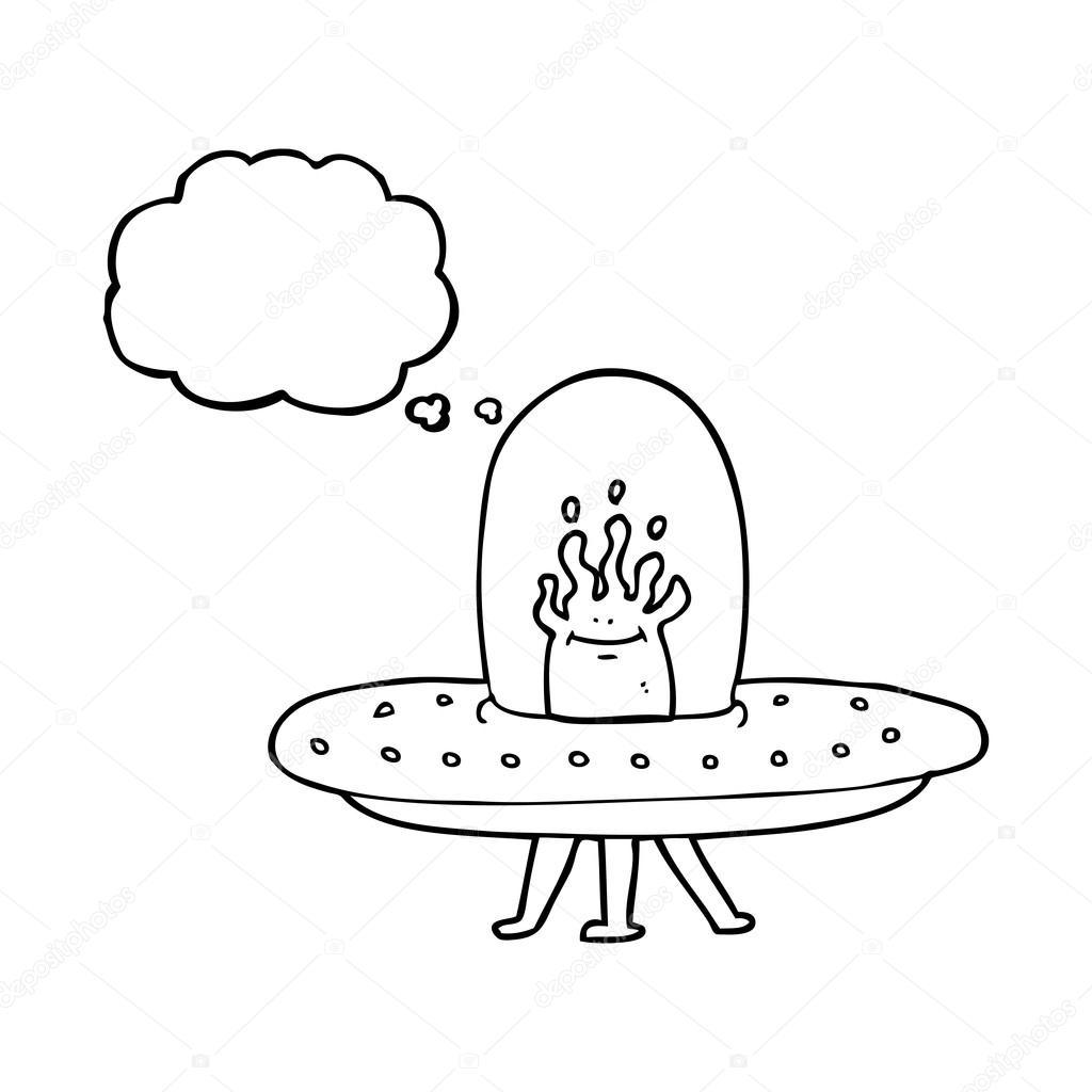 Thought bubble cartoon flying saucer Stock Illustration by ©lineartestpilot 101603042