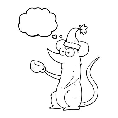 kabarcık karikatür fare Noel şapka takıyor sanıyordum