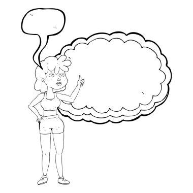 konuşma kabarcık karikatür jimnastik salonu kadın