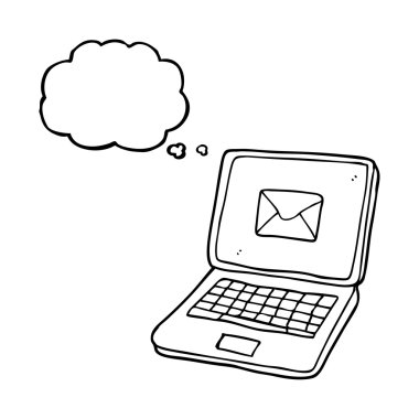 kabarcık karikatür dizüstü bilgisayar sc doğum mesaj simgesiyle sanıyordum