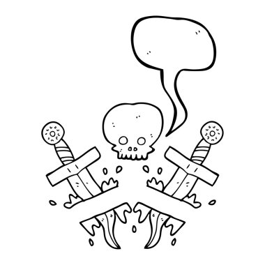 konuşma kabarcık karikatür hançer dövme