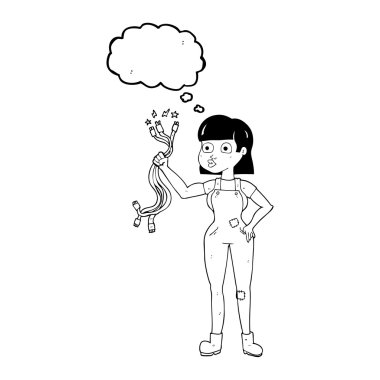 kabarcık karikatür kadın elektrikçi sanıyordum