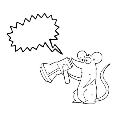 konuşma kabarcık karikatür fare megafon ile