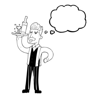 düşünce kabarcık karikatür garson