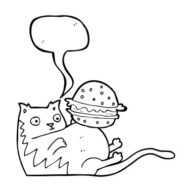 konuşma balonu çizgi film şişman kedi burger ile