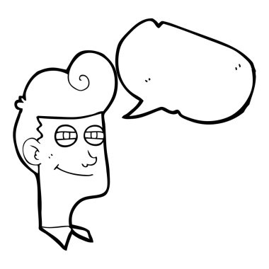 konuşma balonu gülümseyen adam çizgi film