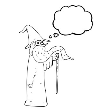 düşünce kabarcık karikatür Sihirbazı