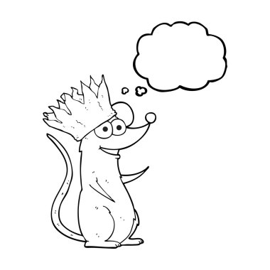 taç giyen düşünce kabarcık karikatür fare