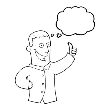 onay veren düşünce kabarcık karikatür adam