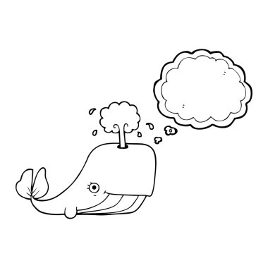 su spouting düşünce kabarcık karikatür balina