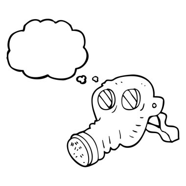 düşünce kabarcık karikatür gaz maskesi