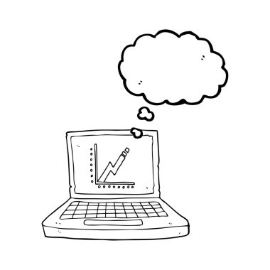 kabarcık karikatür dizüstü bilgisayar ile iş çizge sanıyordum