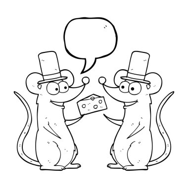 konuşma kabarcık karikatür fareler peynir ile