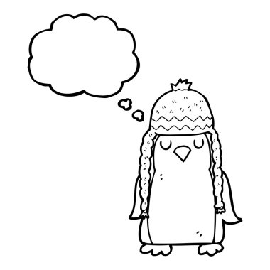 kabarcık karikatür robin giyen kış şapka sanıyordum