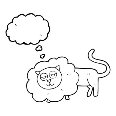 düşünce kabarcık karikatür aslan