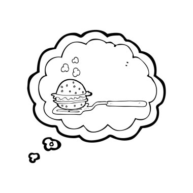 kabarcık karikatür spatula ile burger sanıyordum