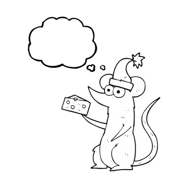 düşünce balonu karikatür Noel fare peynir ile