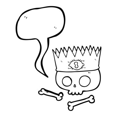 konuşma balonu çizgi film sihirli taç eski kafatası üzerinde