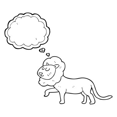 düşünce kabarcık karikatür aslan